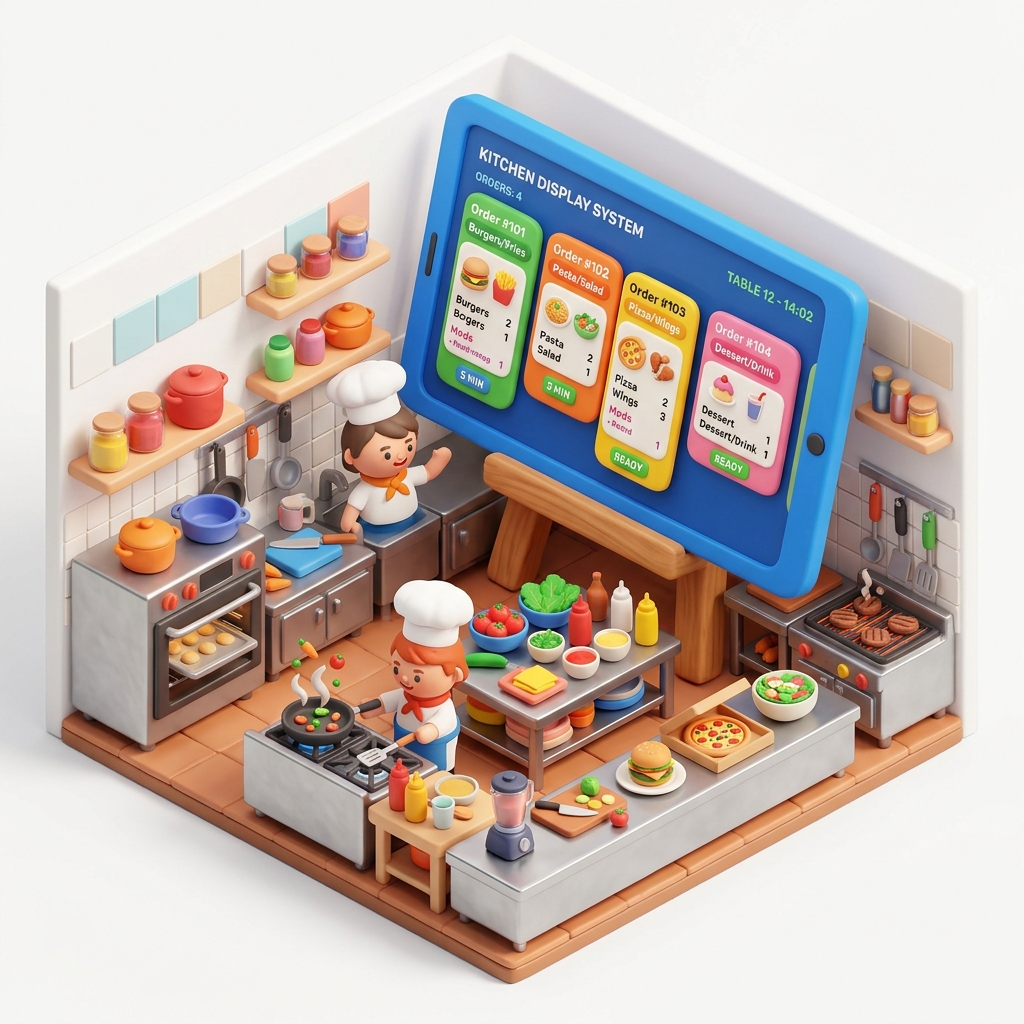 RidgePoS Kitchen Display monitor screen