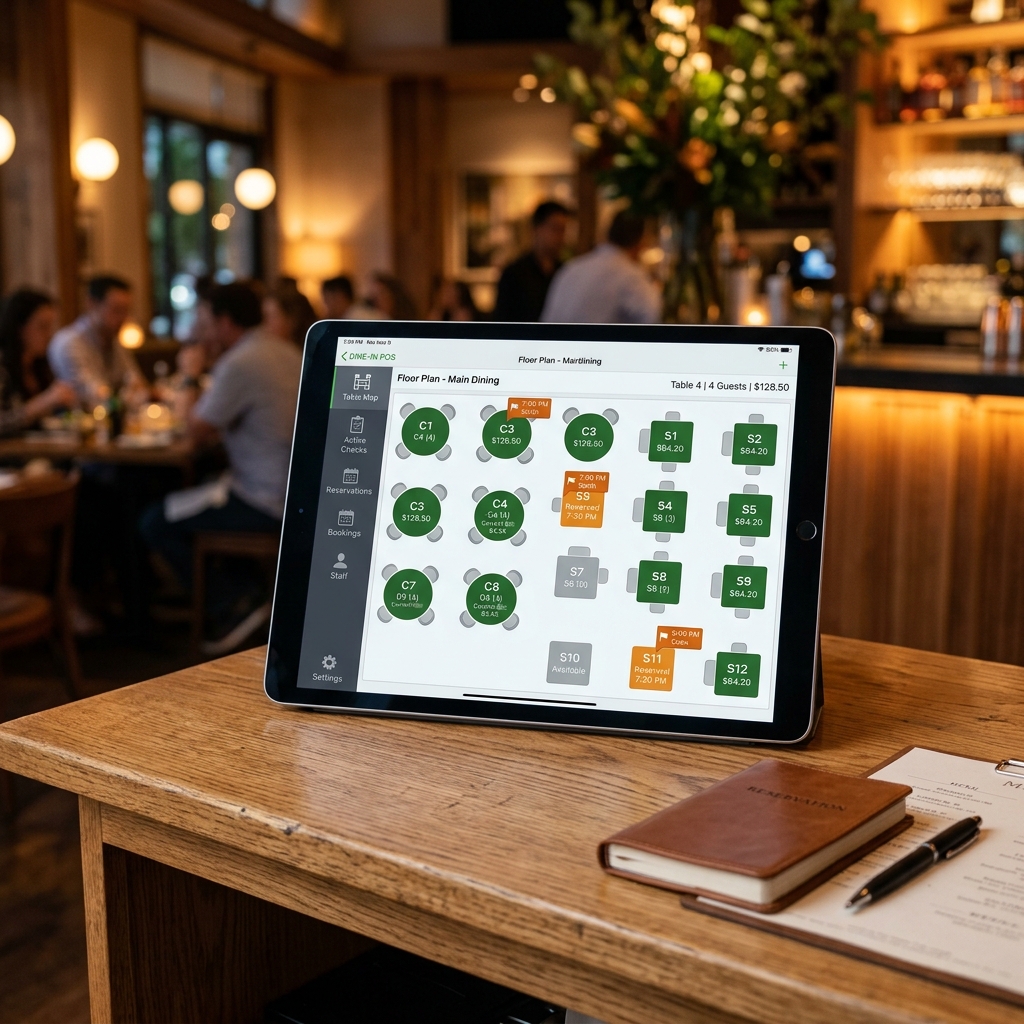 RidgePoS restaurant point-of-sale system terminal mockup